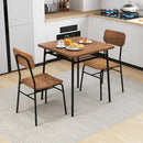 3 Piece Dining Table Set for 2 Wood Square Table with Metal Frame-Brown by LJGDeals