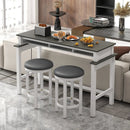 3-Piece Home Bar Set with 2 Upholstered Bar Stools Outlets and USB Ports by LJGDeals
