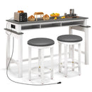 3-Piece Home Bar Set with 2 Upholstered Bar Stools Outlets and USB Ports by LJGDeals