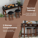 3-Piece Home Bar Set with 2 Upholstered Bar Stools Outlets and USB Ports by LJGDeals