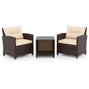 3 Piece Patio Sofa Set Wicker Chairs and Coffee Table with Storage-Beige by LJGDeals