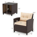 3 Piece Patio Sofa Set Wicker Chairs and Coffee Table with Storage-Beige by LJGDeals