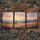 French Countryside Art, 3 Panel Art, Framed Canvas Prints, Extra Large Wall Art, Boho Minimalist Centerpiece Art, Huge Art Painting
