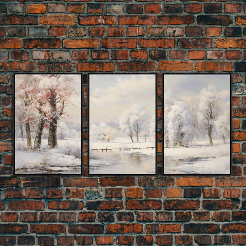 Winter Landscape, Winter Forest Print, Canvas Print, Wall Art, 3 Piece Wall Art, Living Room Wall Art, Bedroom Prints, Office Wall Decor