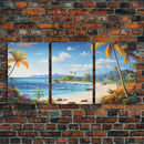 Ocean Wall Art, Beach Wall Art, Tropical Print, Palm Trees, Canvas Print, Wall Art, 3 Piece Wall Art, Bedroom Prints, Apartment Wall Decor