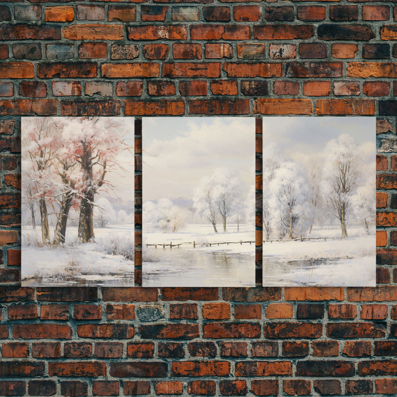 Winter Landscape, Winter Forest Print, Canvas Print, Wall Art, 3 Piece Wall Art, Living Room Wall Art, Bedroom Prints, Office Wall Decor