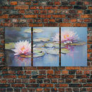 Lotus Wall Art, Floral Art Print, Water Lily Art, Canvas Print, Wall Art, 3 Piece Wall Art, Boho Wall Art, Farmhouse Wall Art, Closing Gift