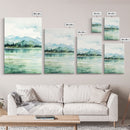Framed Canvas Wall Art Set of 3 Mint Green Forest Mountain Nature Landscape Prints Minimalist Modern Art Woodland Nursery Wall Art
