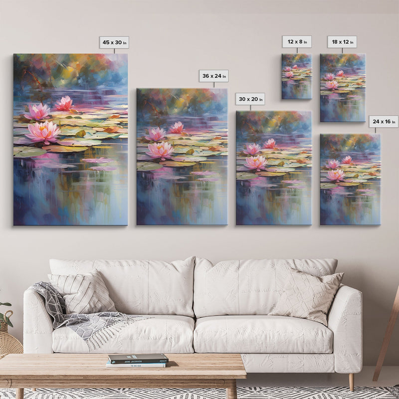 Water Lily Art, Lotus Wall Print, Lake Wall Art, Canvas Print, Wall Art, 3 Piece Wall Art, Botanical Art Print, Boho Wall Art, Kitchen Art