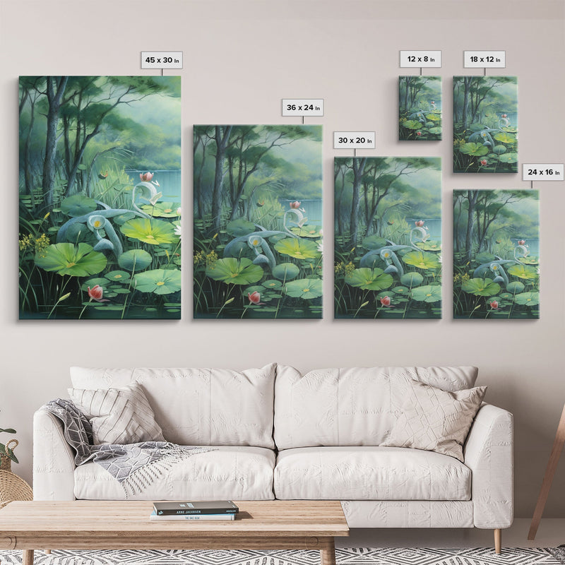 Water Lily Wall Art, Lake Wall Print, Zen Wall Art, Canvas Print, Set Of 3 Prints, Wall Art, 3 Piece Wall Art, Above Bed Decor, Office Print