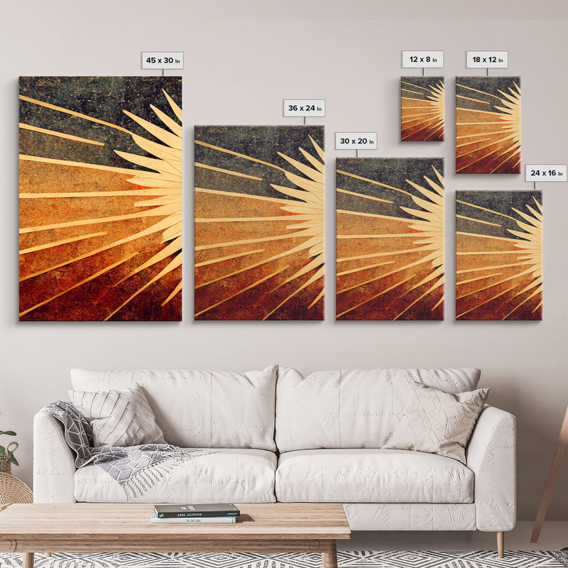 Abstract Midcentury Modern Sunburst, Art Deco Style art, sun with rays, sun burst, boho style, 3 Piece Wall Art, Ready To Hang Canvas Print