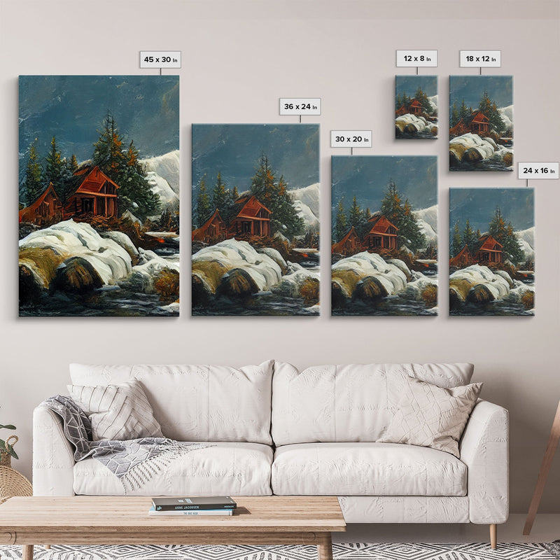 A Winter Landscape, Trees In The Fall, Snow Capped Mountains, Gold Rush Prospecting, 3 Piece Wall Art, Ready To Hang Canvas Print