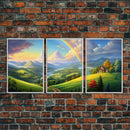 Rainbow Wall Art, Valley Wall Print, Mountains Wall Art, Canvas Print, Wall Art, 3 Piece Wall Art, Living Room Prints, Bedroom Teen Girl Art