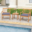 3 Piece Wood Patio Furniture Set with Seat Cushions and Acacia Wood Frame by LJGDeals