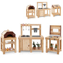 3-Piece Outdoor Kitchen Set Mud Kitchen with Separate BBQ Grill and Pizza Oven-Natural by LJGDeals