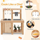 3-Piece Outdoor Kitchen Set Mud Kitchen with Separate BBQ Grill and Pizza Oven-Natural