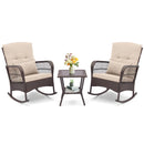 3 Pieces Rocking Bistro Set with 2-Tier Coffee Table