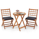 3 Pieces Acacia Wood Patio Bistro Set with Cushions by LJGDeals