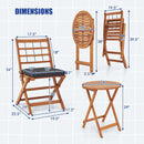 3 Pieces Acacia Wood Patio Bistro Set with Cushions by LJGDeals