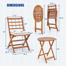 3 Pieces Acacia Wood Patio Bistro Set with Cushions by LJGDeals