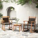 3 Pieces Acacia Wood Patio Rocking Chair Set with Side Table by LJGDeals