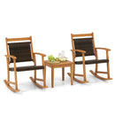 3 Pieces Acacia Wood Patio Rocking Chair Set with Side Table by LJGDeals