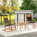 3 Pieces Acacia Wood Patio Rocking Chair Set with Side Table by LJGDeals