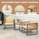 3 Pieces Patio Chair Set Acacia Wood Outdoor Sofa Set with Soft Cushions-Beige by LJGDeals