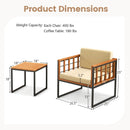 3 Pieces Patio Chair Set Acacia Wood Outdoor Sofa Set with Soft Cushions-Beige by LJGDeals