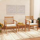 3 Pieces Patio Wood Furniture Set with soft Cushions for Porch by DirectDeals