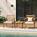 3 Pieces Patio Wood Furniture Set with soft Cushions for Porch by LJGDeals