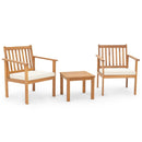 3 Pieces Patio Wood Furniture Set with soft Cushions for Porch by LJGDeals