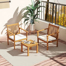 3 Pieces Patio Wood Furniture Set with soft Cushions for Porch by DirectDeals