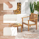 3 Pieces Patio Wood Furniture Set with soft Cushions for Porch by DirectDeals