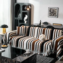 Striped Chenille Sofa Throw Covers, Boho Style Cozy Couch Protector Blanket