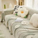 Geometric Radial Striped L-Shape Sofa Cover: Thick, Reversible Furniture Blanket for Kids and Pets