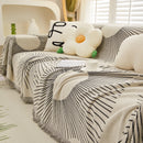 Geometric Radial Striped L-Shape Sofa Cover: Thick, Reversible Furniture Blanket for Kids and Pets