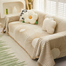 Geometric Radial Striped L-Shape Sofa Cover: Thick, Reversible Furniture Blanket for Kids and Pets