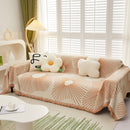 Geometric Radial Striped L-Shape Sofa Cover: Thick, Reversible Furniture Blanket for Kids and Pets