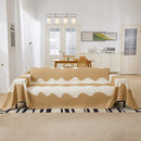 Chenille Minimalist Wavy Sofa Throw Cover, Cozy Blankets for Couch, Machine Washable Couch Protector