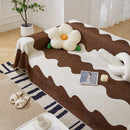 Chenille Minimalist Wavy Sofa Throw Cover, Cozy Blankets for Couch, Machine Washable Couch Protector