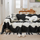Chenille Minimalist Wavy Sofa Throw Cover, Cozy Blankets for Couch, Machine Washable Couch Protector by Slipcover KAS™