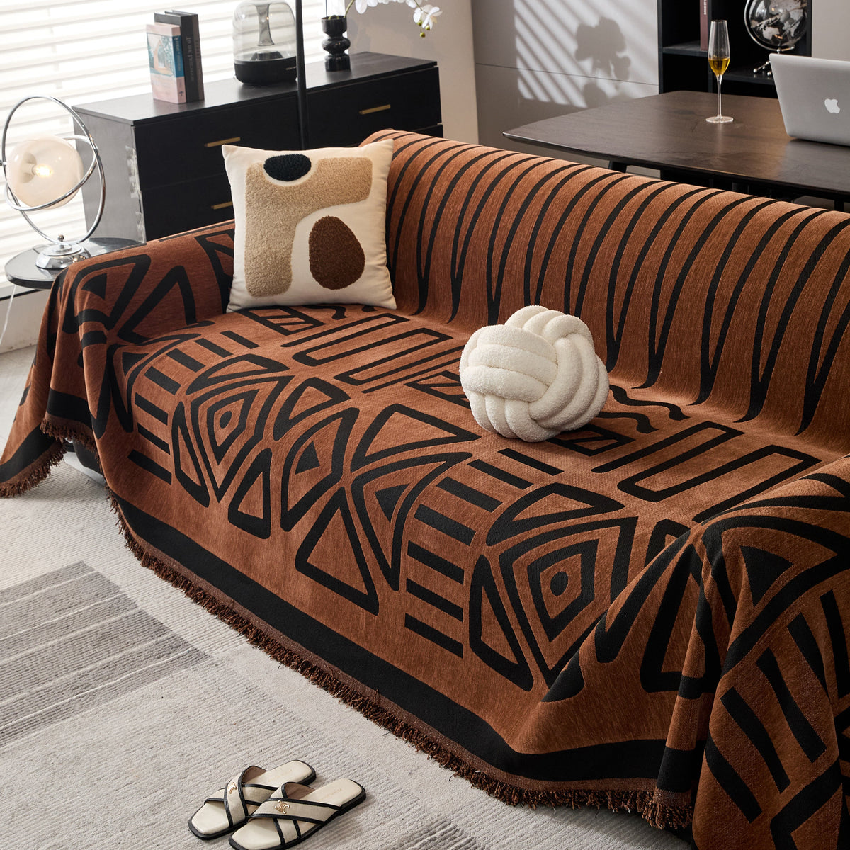 Boho Chenille Sofa Throw Covers Sectional Sofa Couch Cover Sofa Protector Covers, photo 22 of 40
