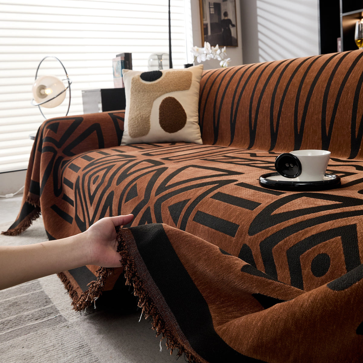 Boho Chenille Sofa Throw Covers Sectional Sofa Couch Cover Sofa Protector Covers, photo 11 of 40