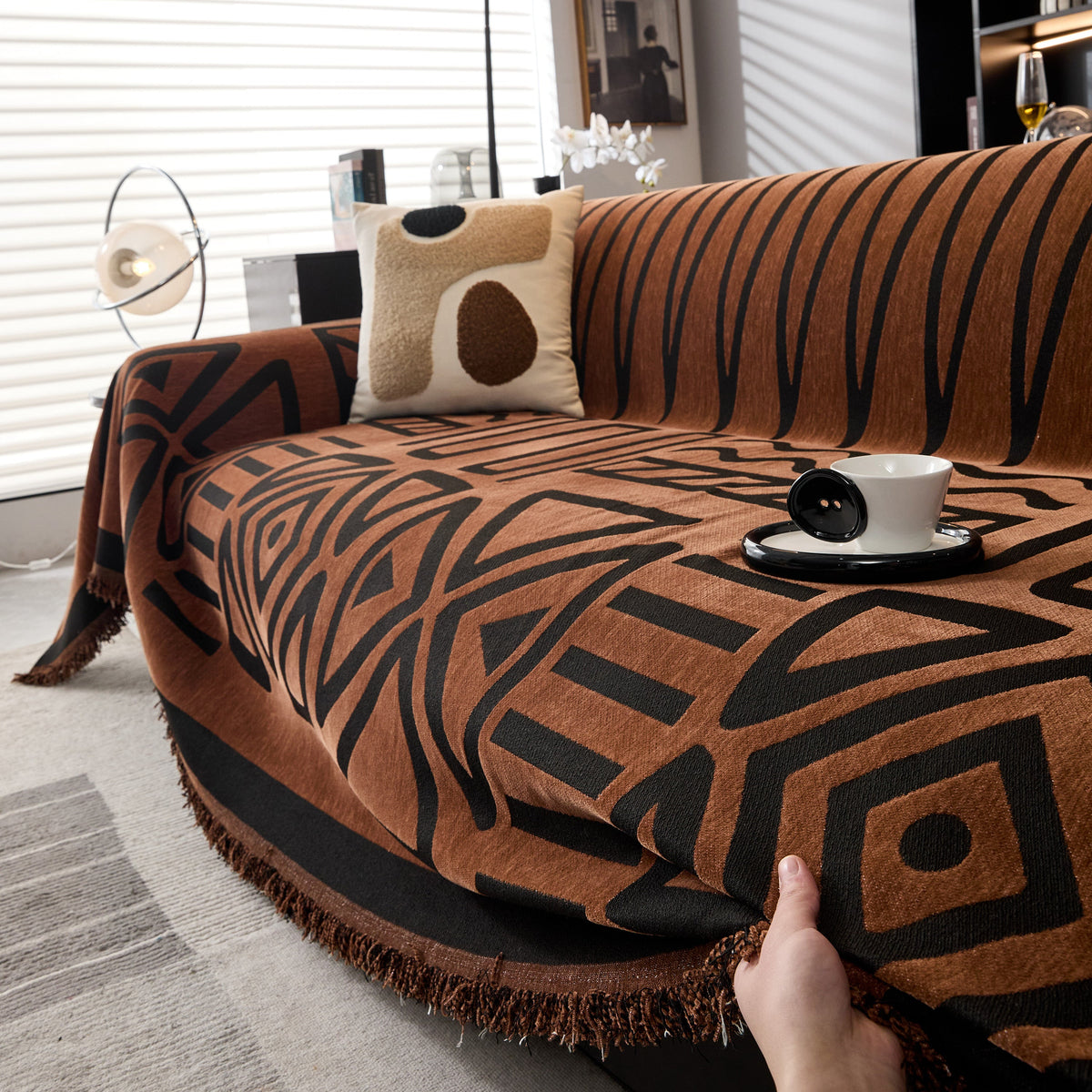 Boho Chenille Sofa Throw Covers Sectional Sofa Couch Cover Sofa Protector Covers, photo 12 of 40