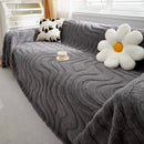 Thick Plush Jacquard Velvet Throw Blanket on Sofa, Sofa Slipcovers and Sectional Sofa Covers by Slipcover KAS™