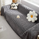 Thick Plush Jacquard Velvet Throw Blanket on Sofa, Sofa Slipcovers and Sectional Sofa Covers by Slipcover KAS™