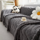 Thick Plush Jacquard Velvet Throw Blanket on Sofa, Sofa Slipcovers and Sectional Sofa Covers by Slipcover KAS™
