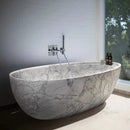 Statuario White Marble Bathtub Hand-carved from Solid Marble Block (W)32" (L)68" (H)20"