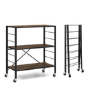 3-Tier Foldable Shelving Unit with Detachable Wheels and Adjustable Shelves by LJGDeals